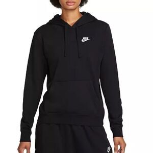 Nike Black Pullover Club Fleece Hoodie Sweatshirt Small